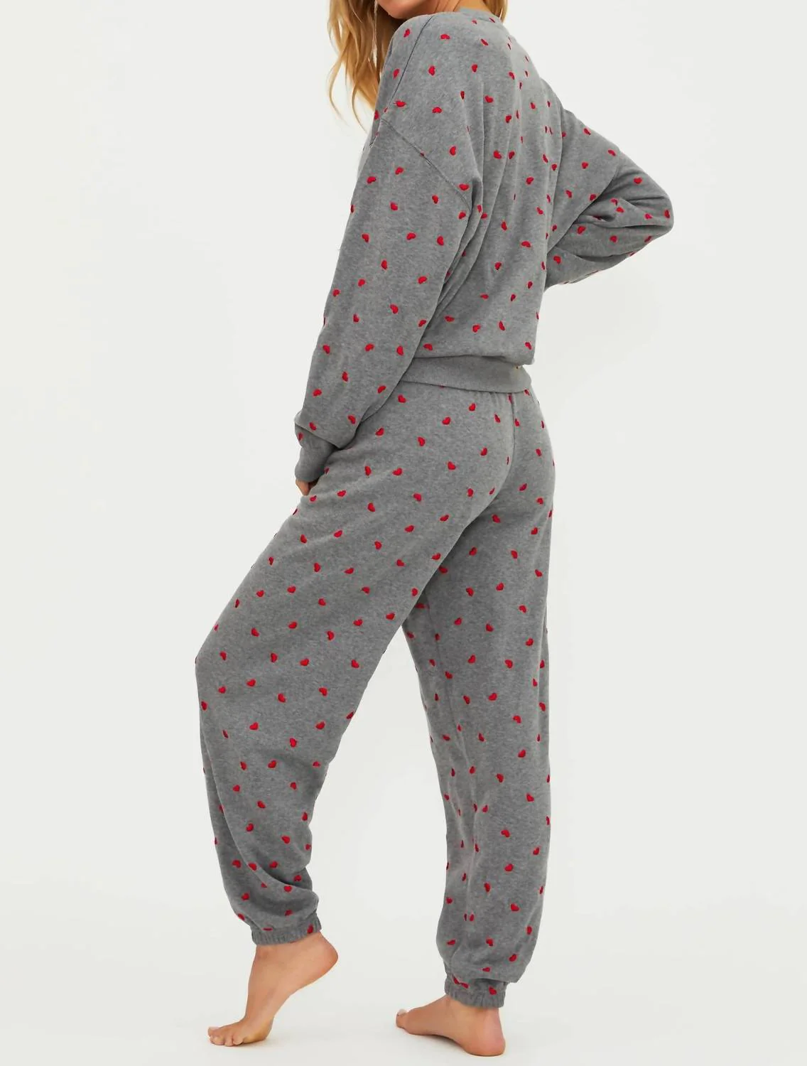 Devyn Hearts Sweatshirt In Gray/red - Image 3