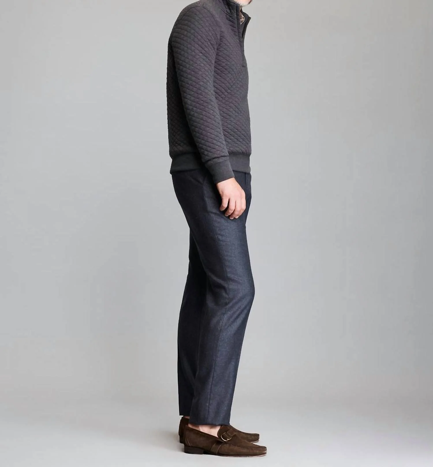 Diamond Quilt Half Zip Sweater In Black - Image 2