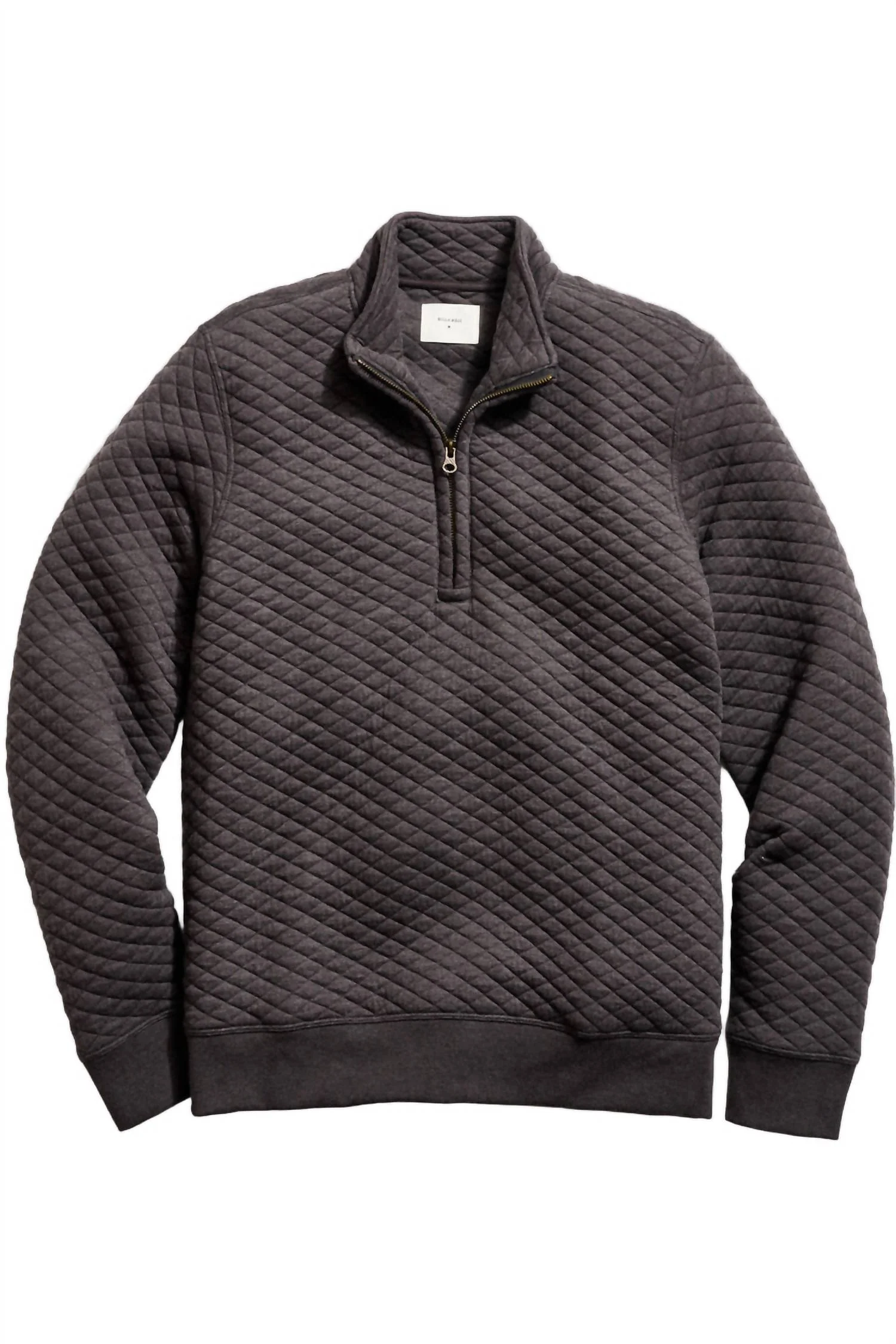 Diamond Quilt Half Zip Sweater In Black - Image 5