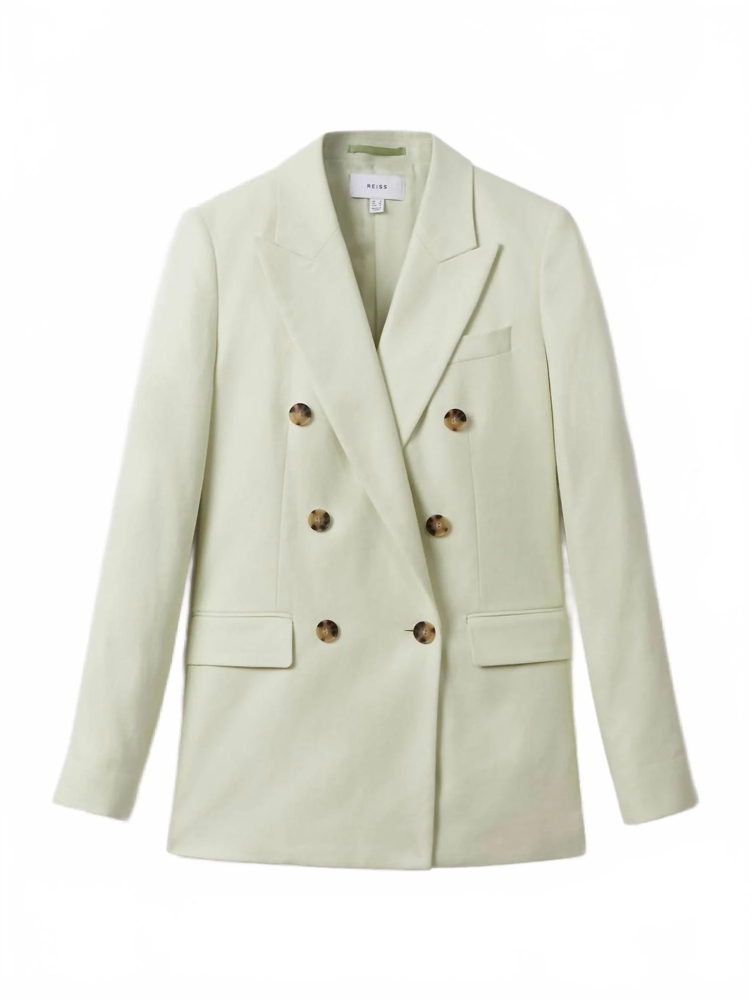 Dianna Double Breasted Linen Blend Suit Blazer In Mint - Image 2