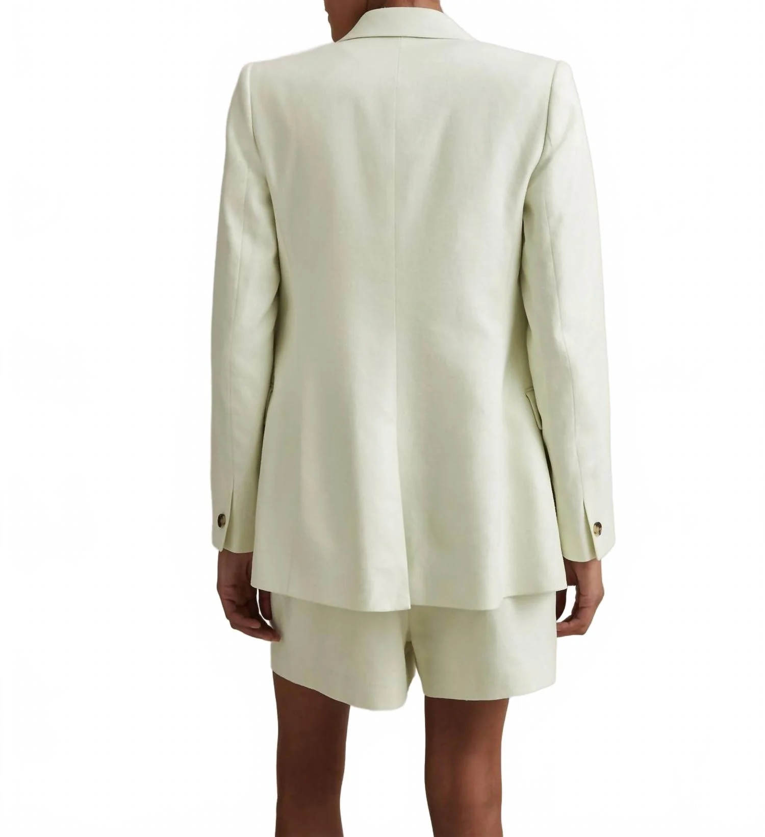 Dianna Double Breasted Linen Blend Suit Blazer In Mint - Image 4