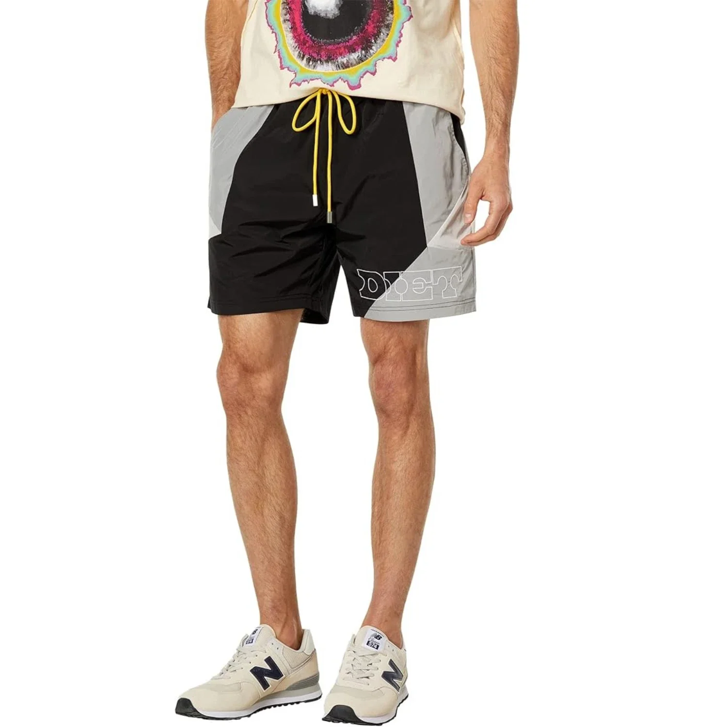 Diet Starts Monday Panel Shorts Mens Black Elastic Waist Performance FROG292