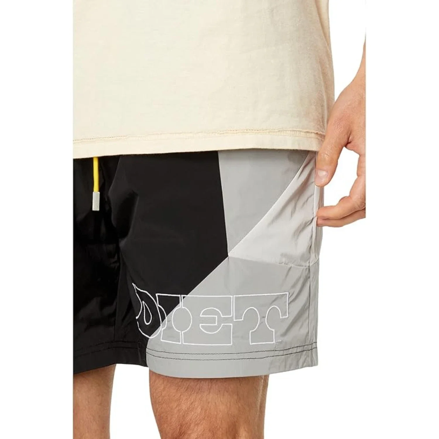 Diet Starts Monday Panel Shorts Mens Black Elastic Waist Performance FROG292 - Image 3