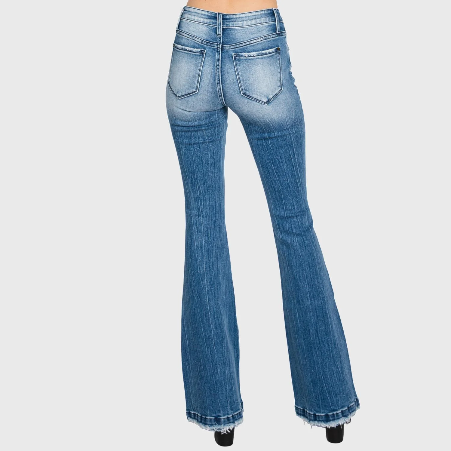 Distressed Mid Rise Flare Jeans In Piper - Image 2