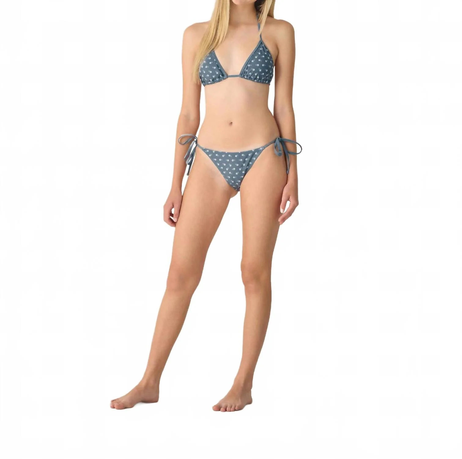 Ditsy Triangle Bikini Set In Blue - Image 2