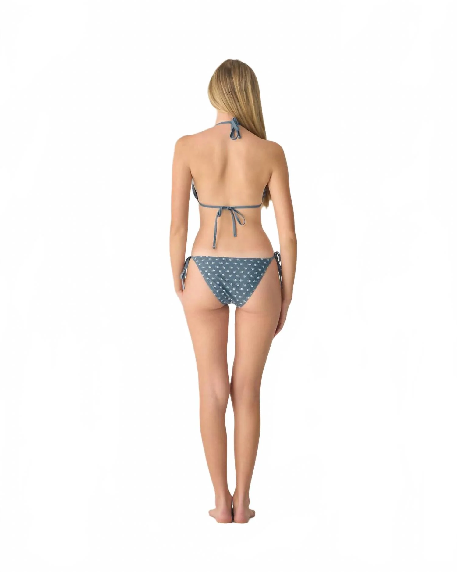 Ditsy Triangle Bikini Set In Blue - Image 3