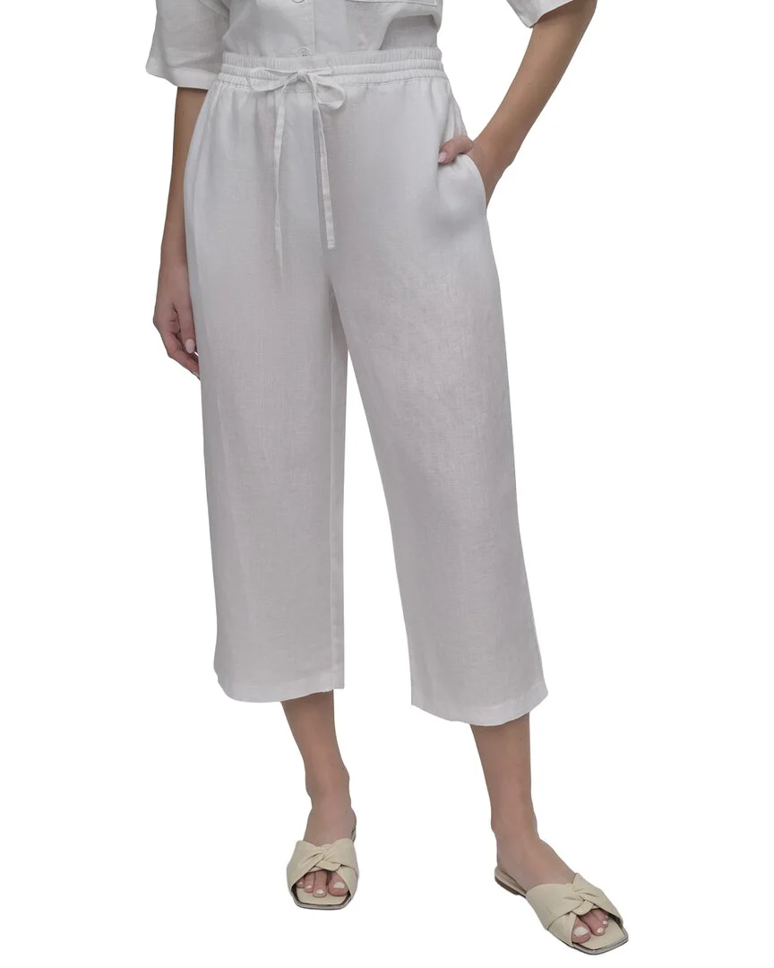 DKNY Pull-On Straight Leg Linen Pant