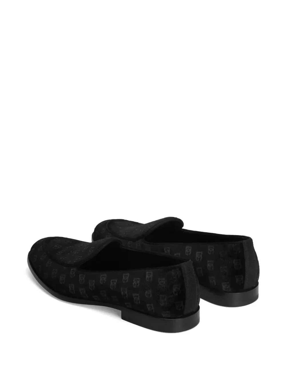 Dolce & Gabbana Loafers Men's Black Monogram Velvet Casual Shoes ZAP2336 - Image 4