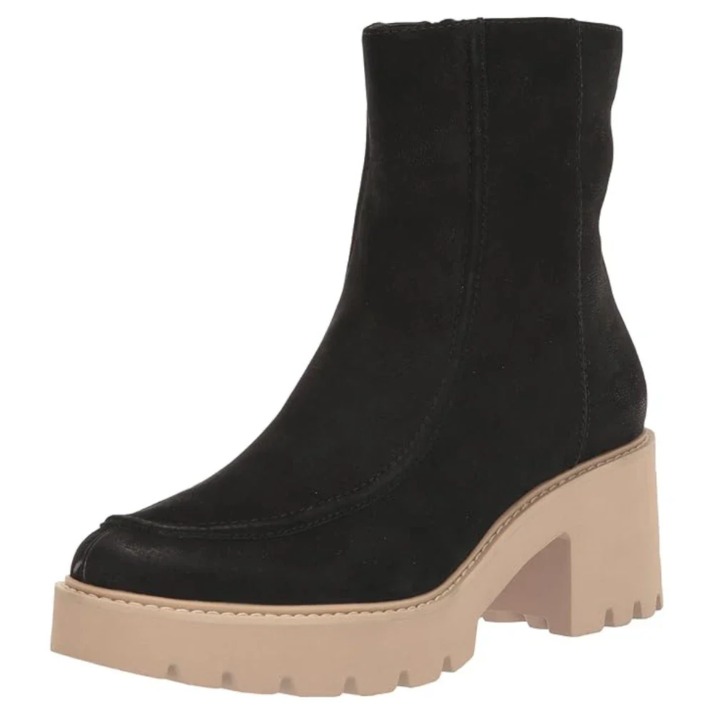 Dolce Vita Henla Boots Women's Black Leather Block Heel Bootie HTAT1073 - Image 3