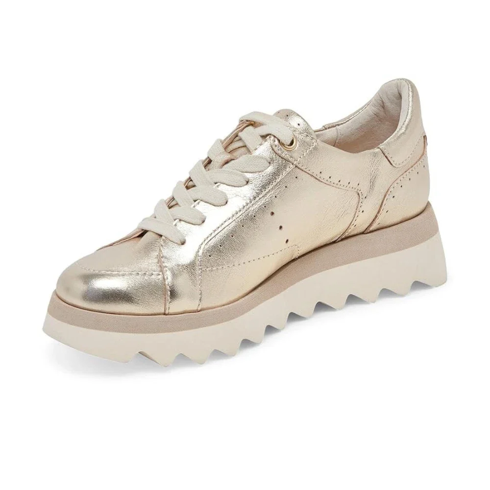 Dolce Vita Jorgie Sneakers Women's Gold Leather Platform Shoes HTAT1149 - Image 2