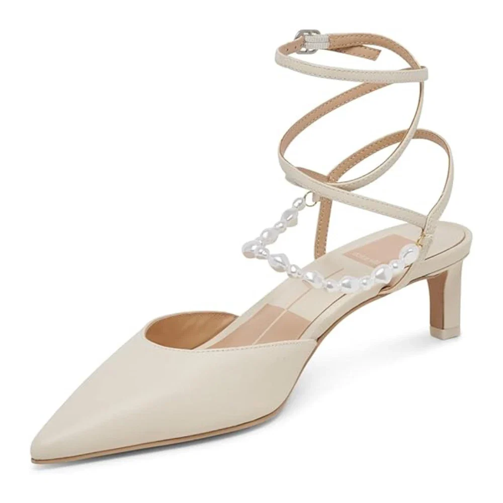 Dolce Vita Loklyn Pump Women Vanilla Leather Pointed Toe Kitten Heel HTAT1089 - Image 2