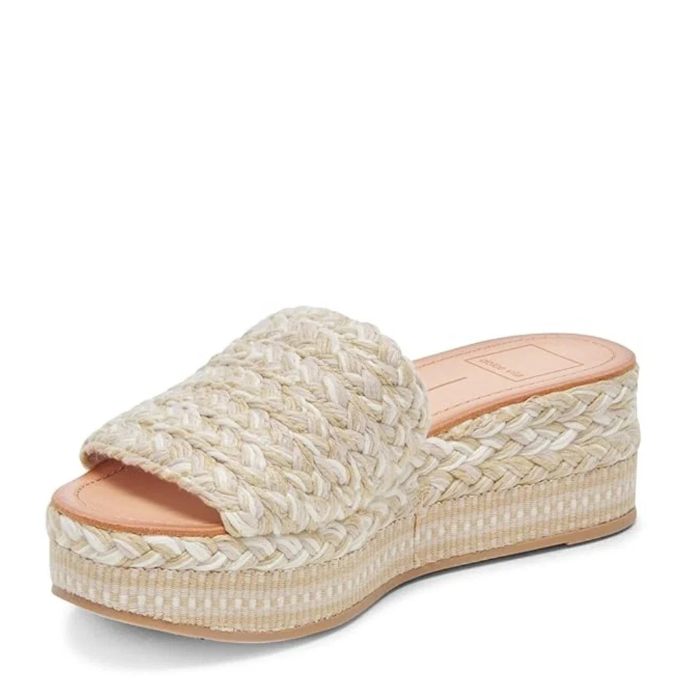 Dolce Vita Pazli Sandals Women Ivory Wedge Heel Platform Espadrille HTAT1077 - Image 2