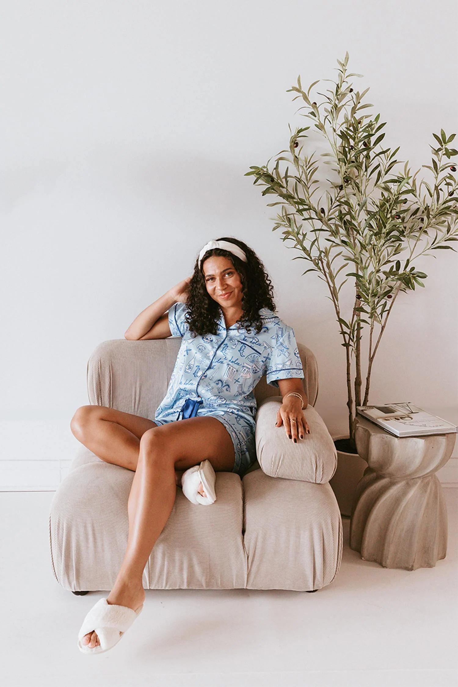 Dolce Vita Satin Pajamas In Blue - Image 2