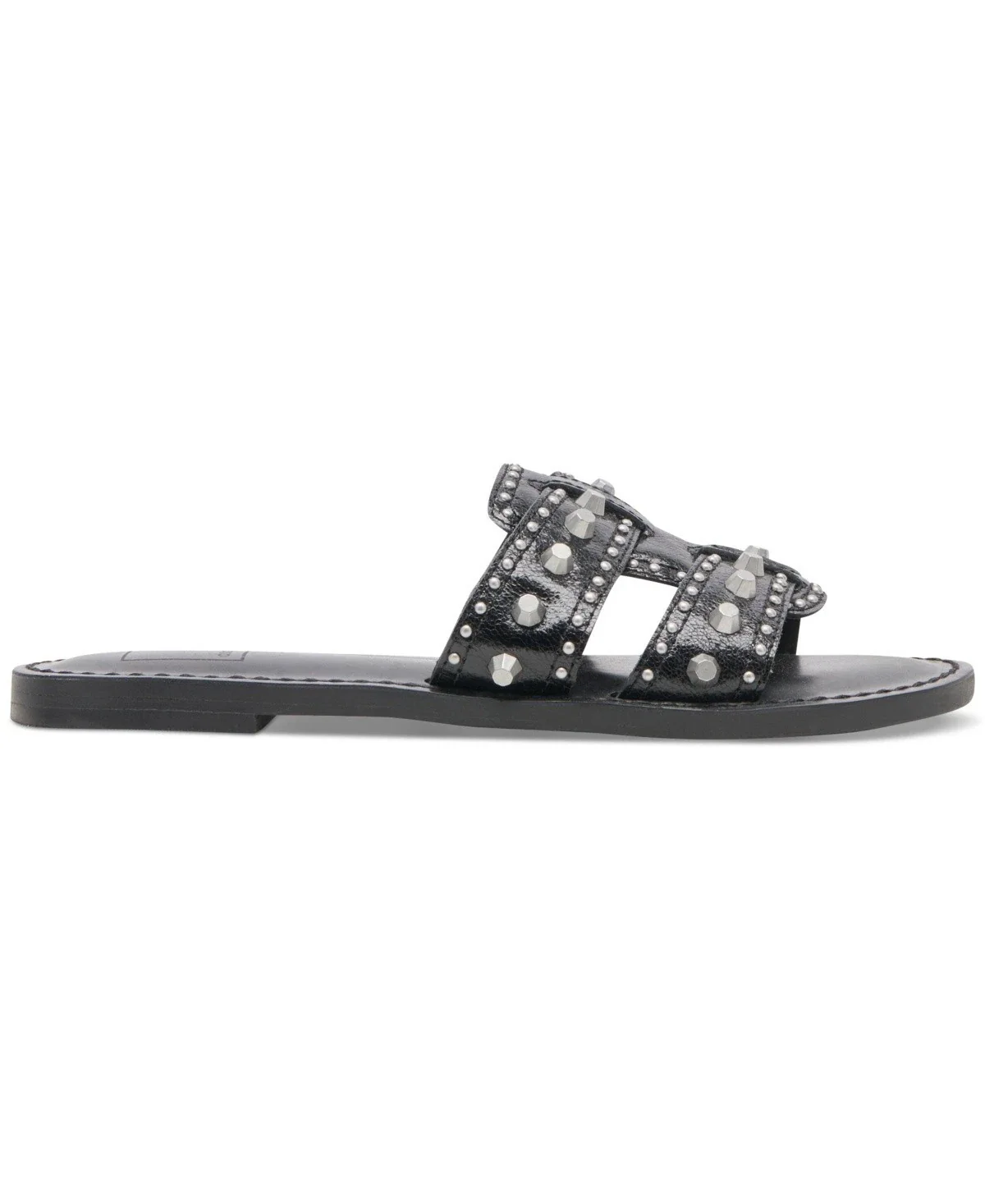 Dolce Vita Wesla Sandals Womens Black Leather Studded Slip On Slide HTAT1093 - Image 4