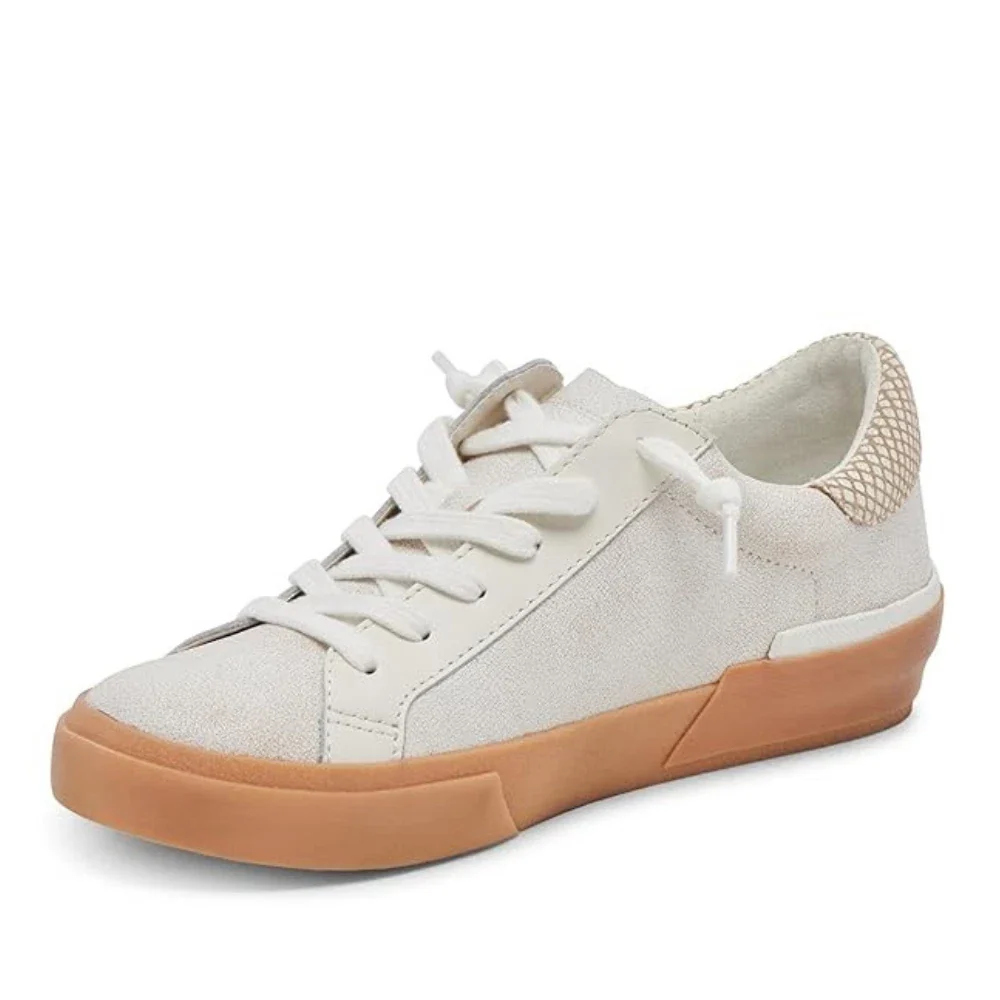 Dolce Vita Zina Sneakers Women Ivory Leather Low Top Lifestyle Shoes HTAT1085 - Image 2