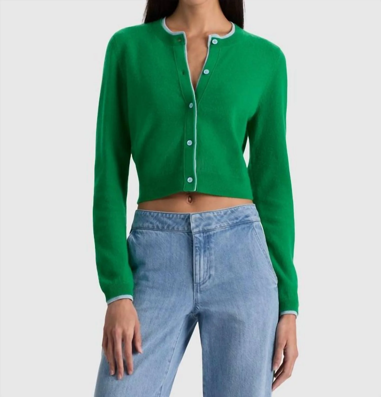 Dollie Long Sleeve Cardigan In Green
