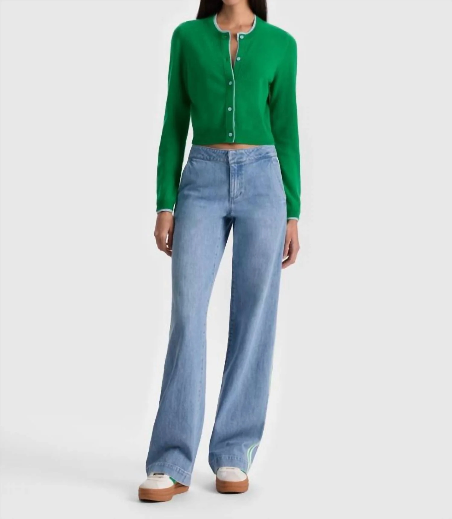 Dollie Long Sleeve Cardigan In Green - Image 2