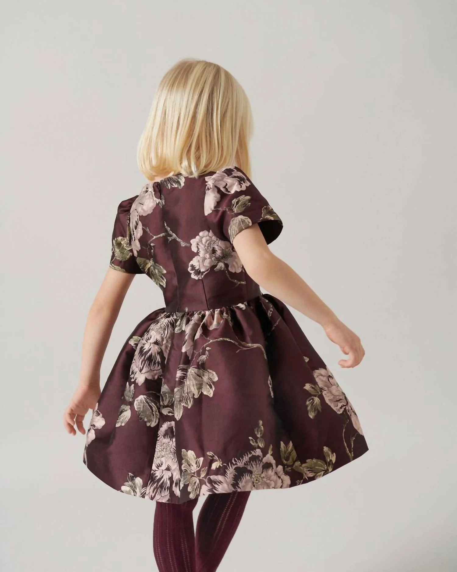 Doreen Dress In Deep Mulberry Jacquard - Image 2