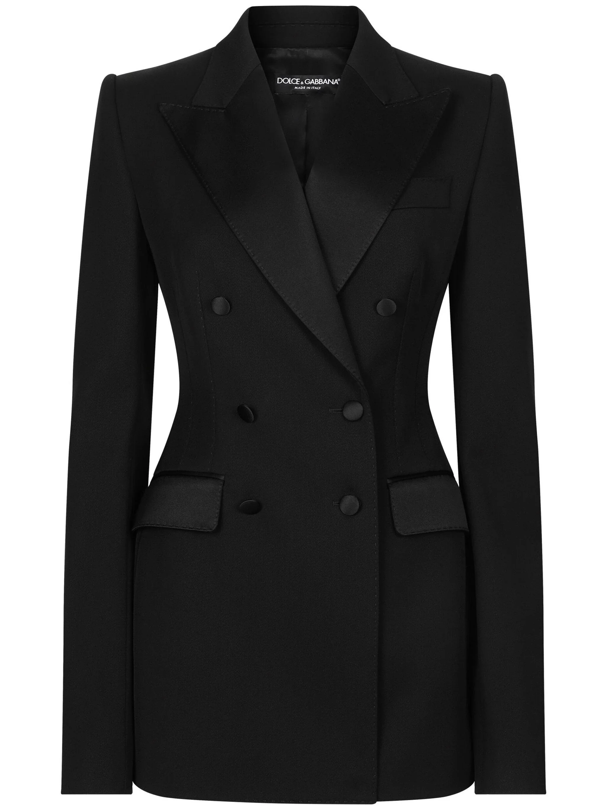 Double-Breasted Black Silk Virgin Wool Blazer