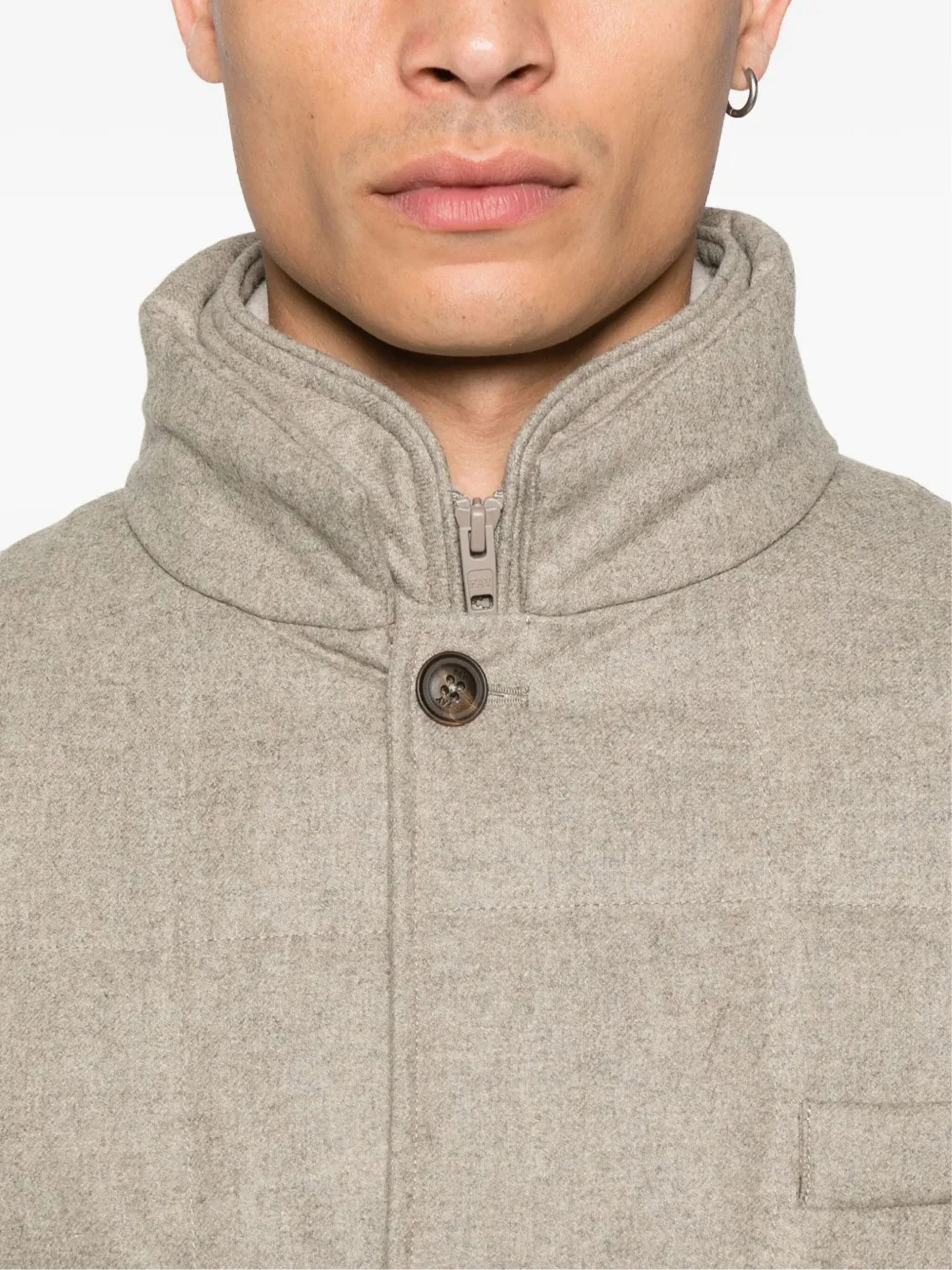 Double-Breasted Quilted Padded Grid Stitch Jacket - Image 5
