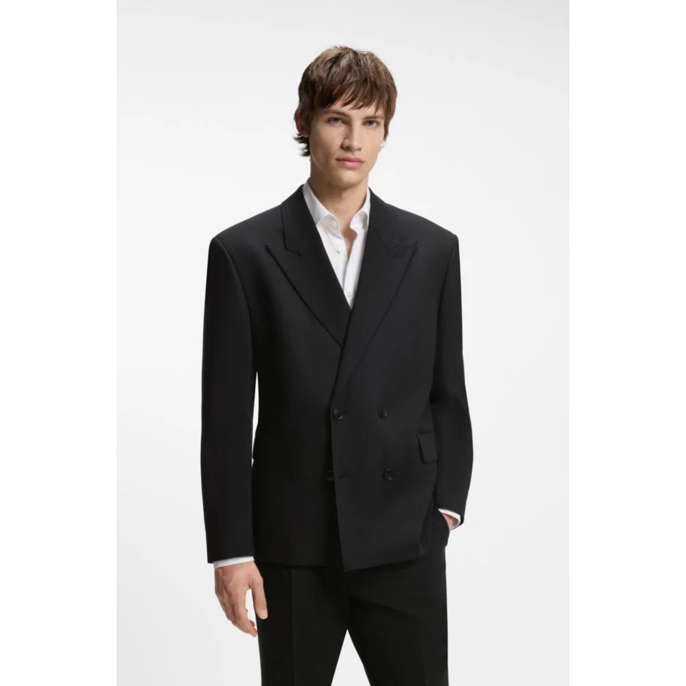 Double-breasted suit jacket in wool-blend twill - Image 3