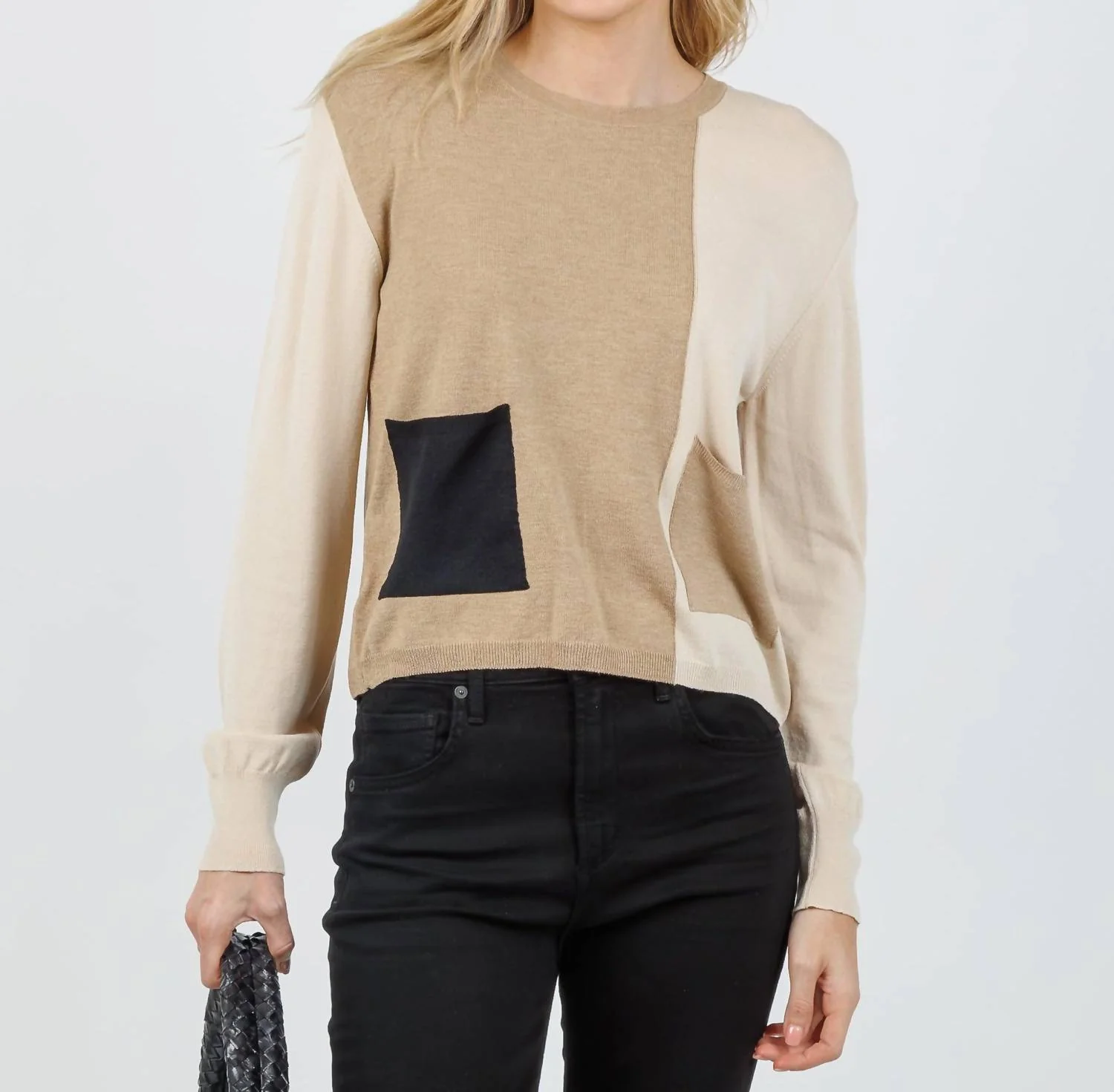 Double Pocket Crew Sweater In Ivory