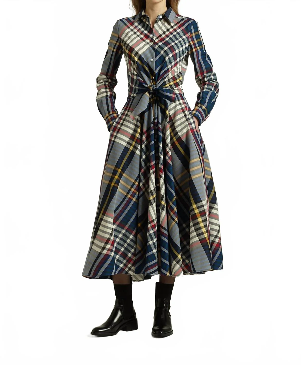 Draffa85 Long Sleeve Dress In Maxi Plaid