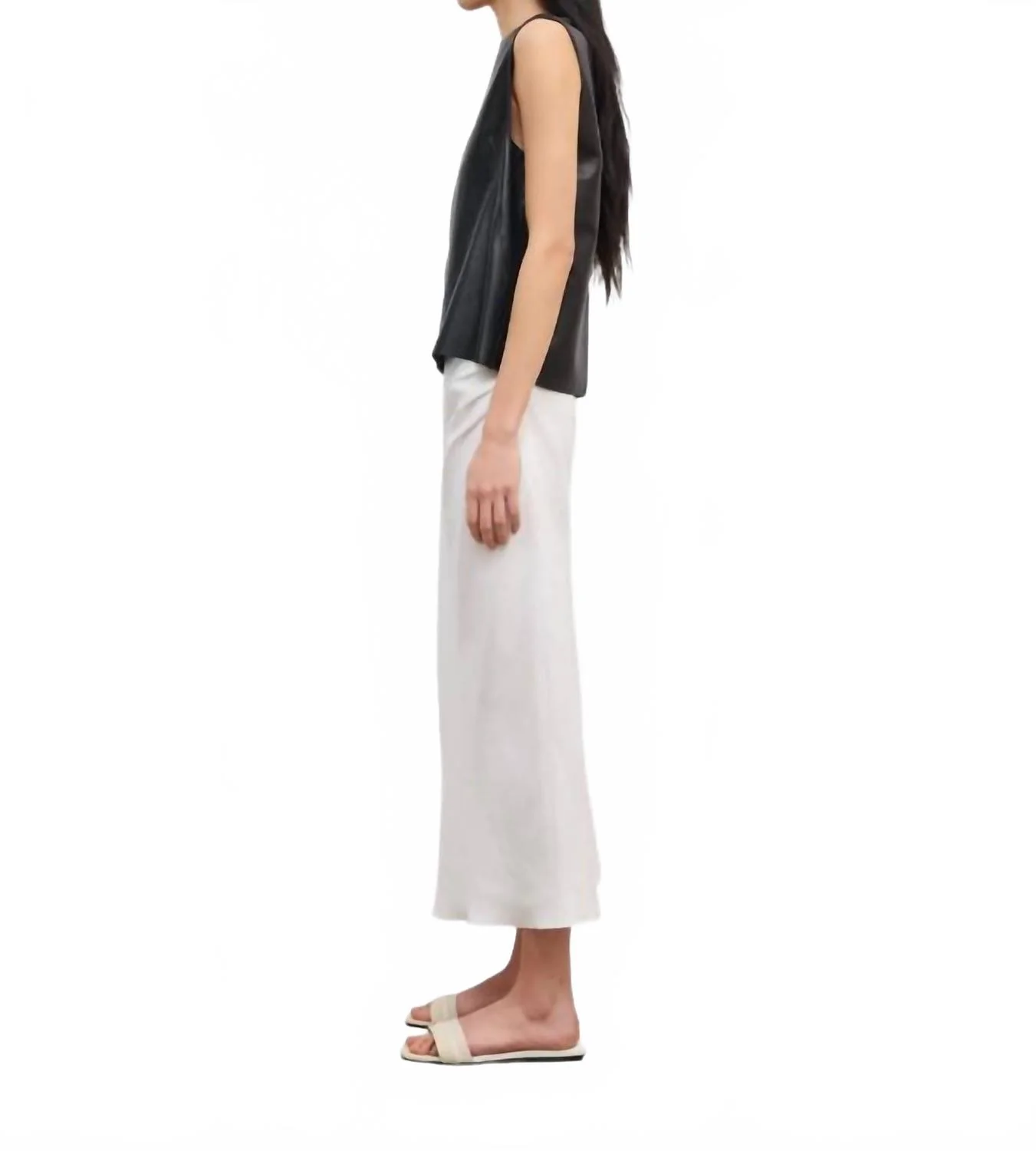 Draped Midi Skirt In White - Image 3
