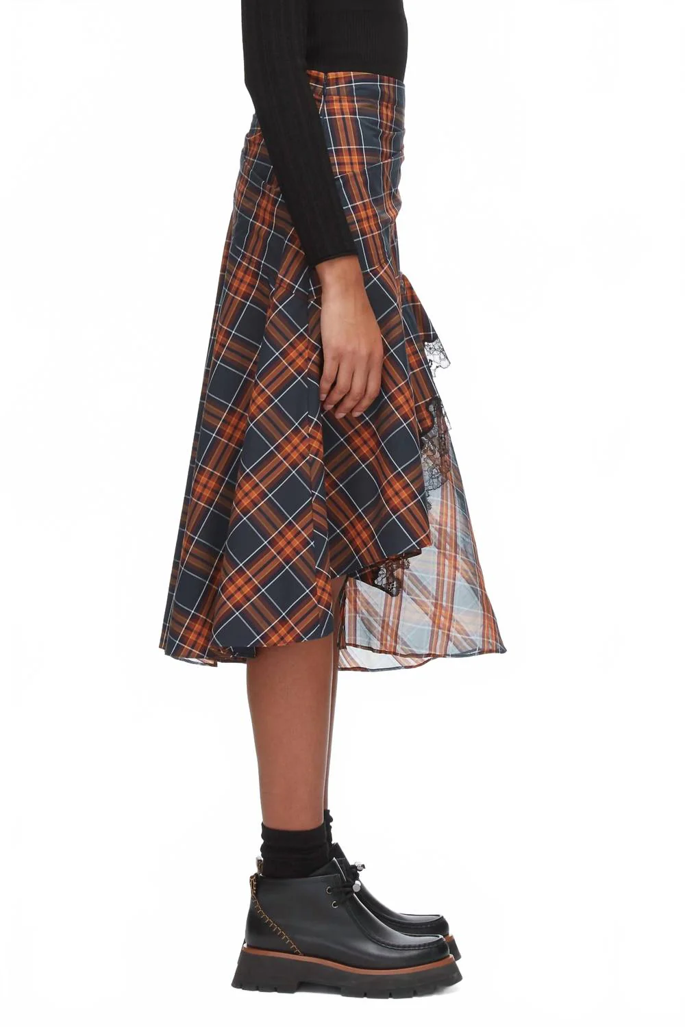 Draped Midi Skirt With Organza Combo In Dusk Multi - Image 4