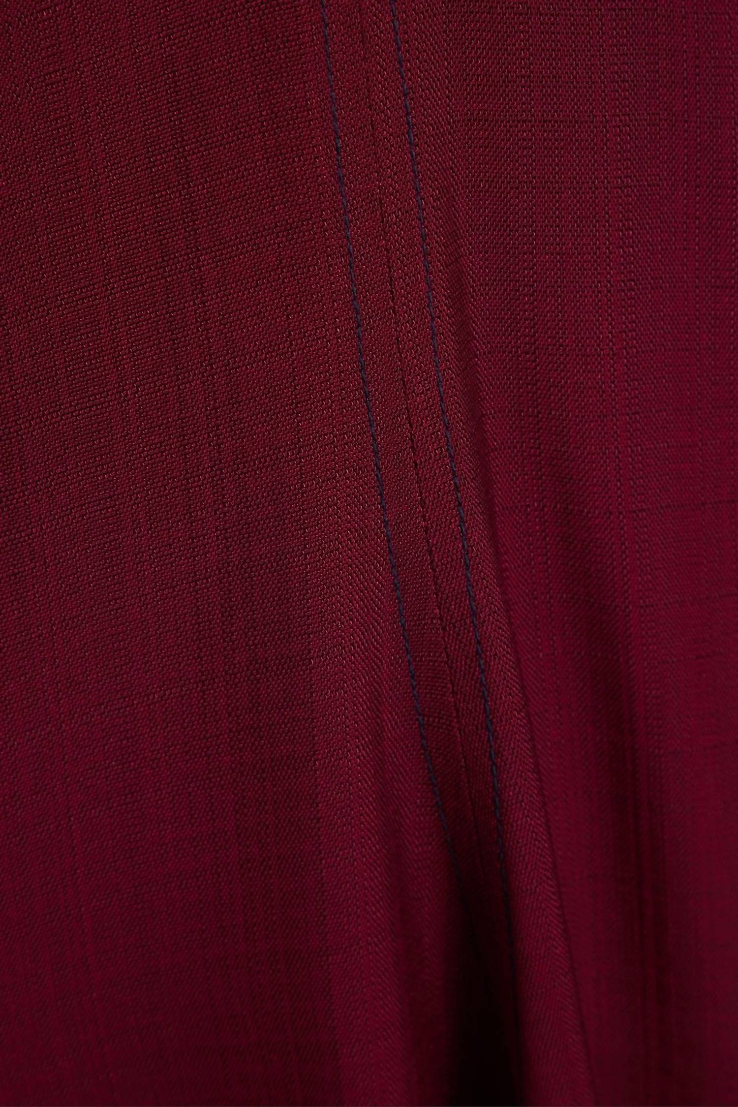 Draped V Neck Midi Dress In Port - Image 3