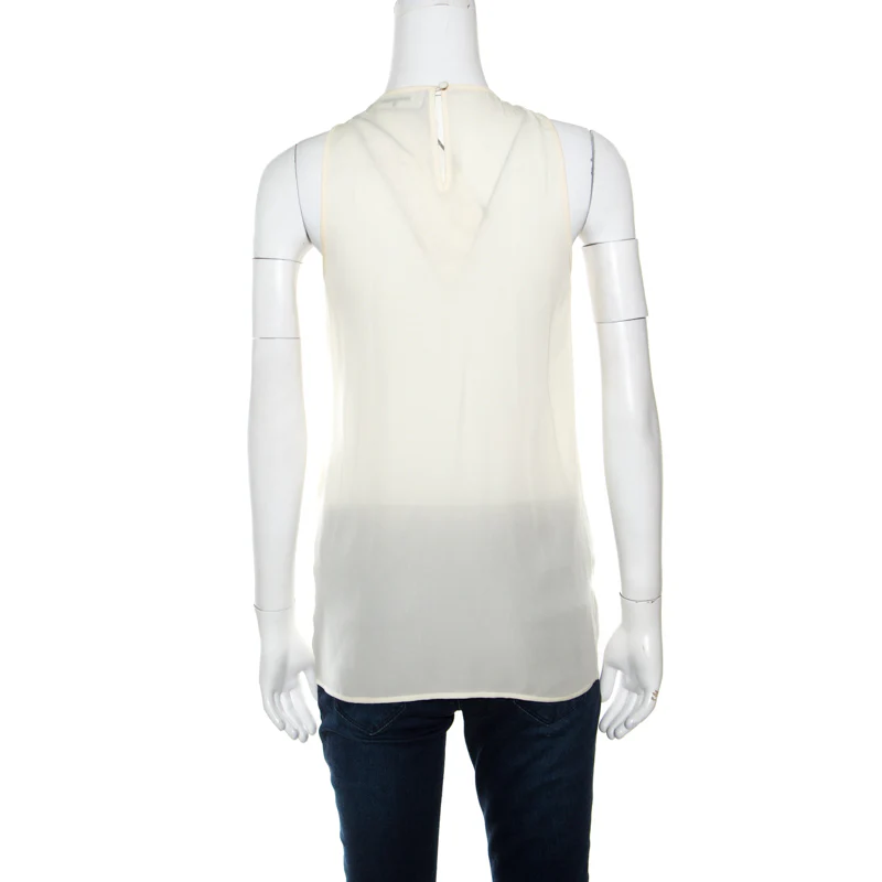 Dsquared2 Beige Embellished Panel Sleeveless Silk Top - Image 3
