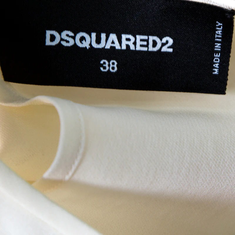 Dsquared2 Beige Embellished Panel Sleeveless Silk Top - Image 5
