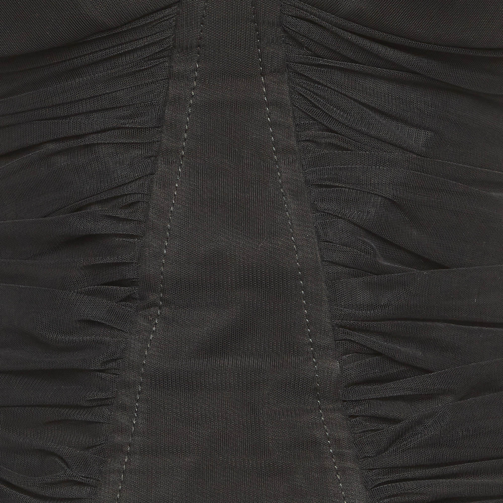 Dsquared2 Black Tulle Ruched Bodycon Dress - Image 4