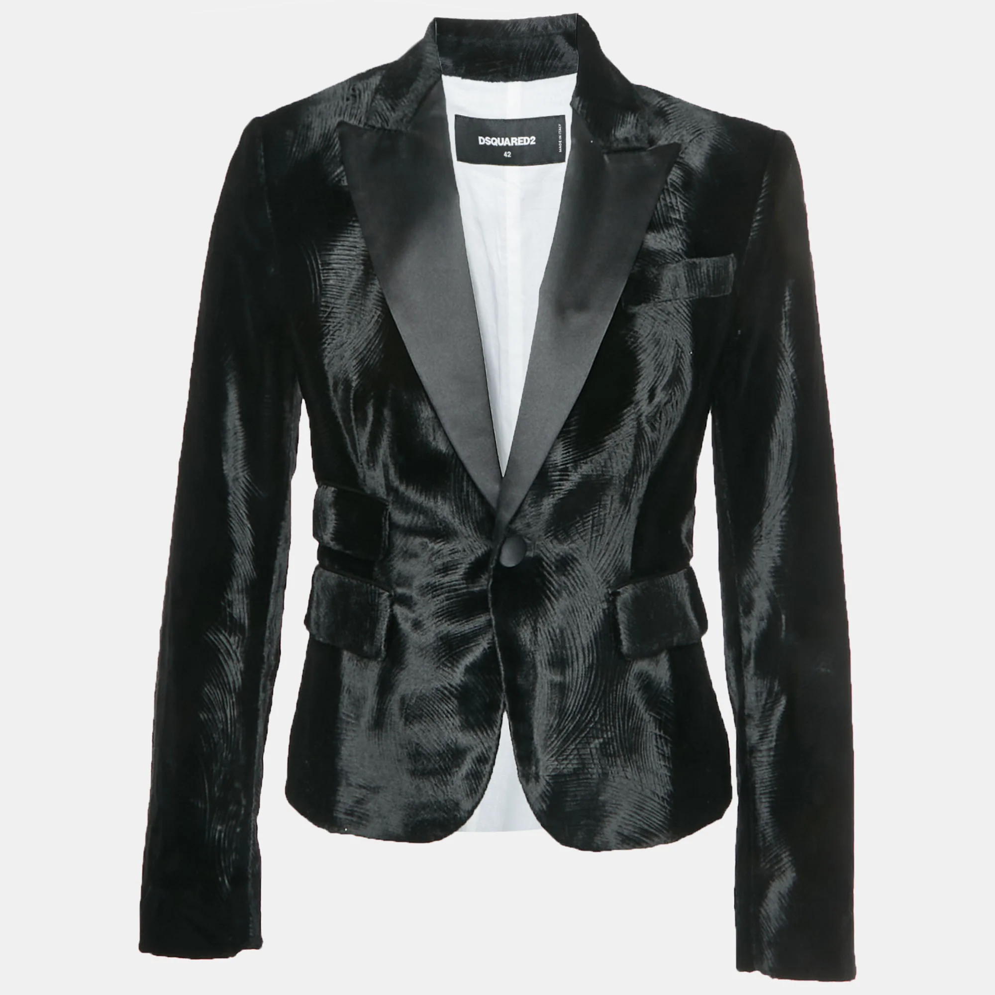 Dsquared2 Black Velvet Single Breasted Blazer