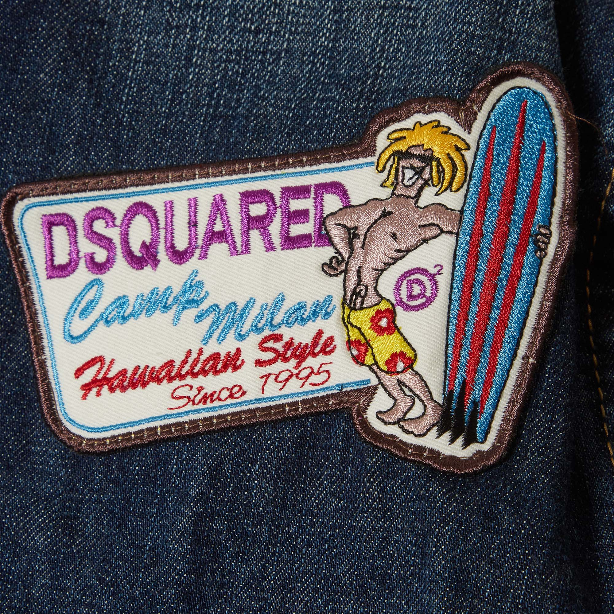 Dsquared2 Blue Embroidered Denim Jacket - Image 4