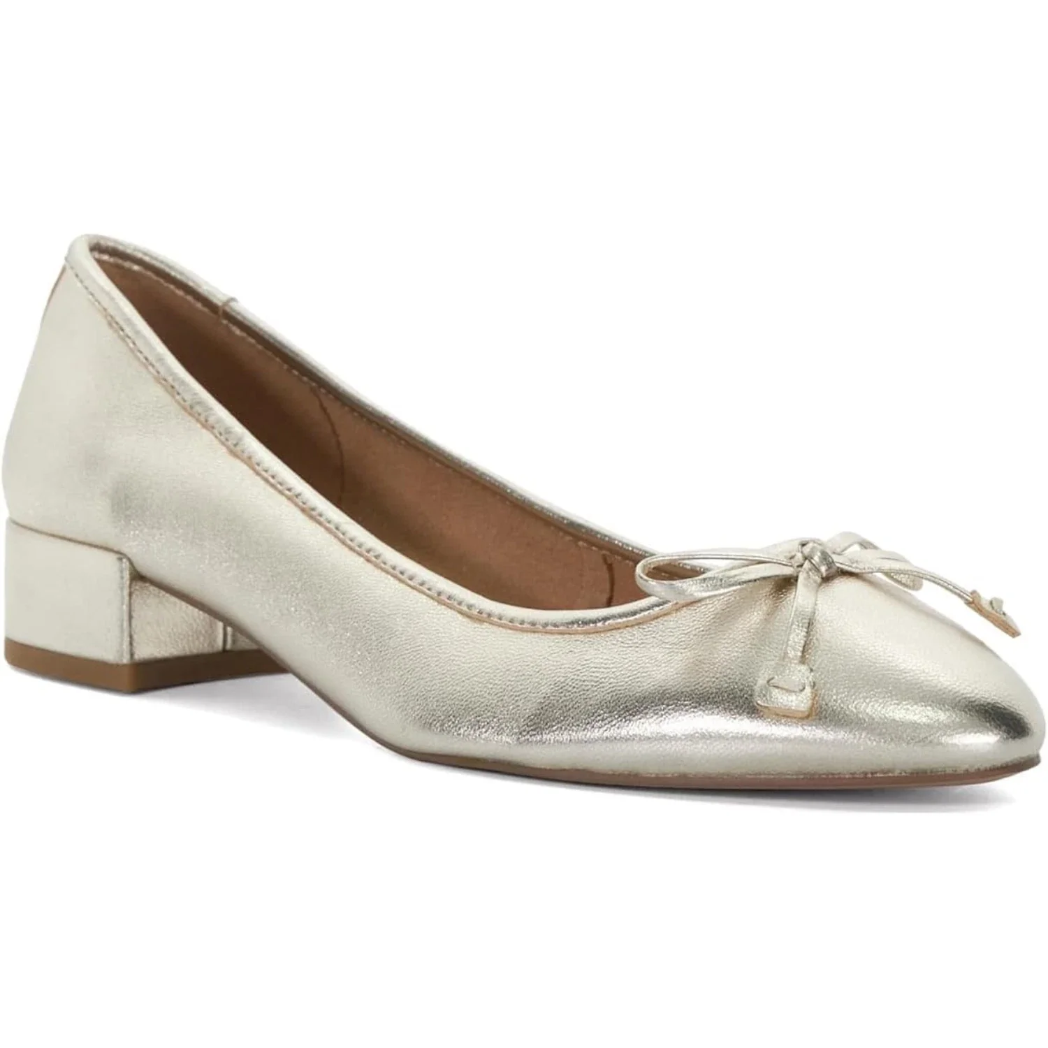 Dune London Hollies Pump Women's B Silver Leather Bow Detail Slip On HTAT1249