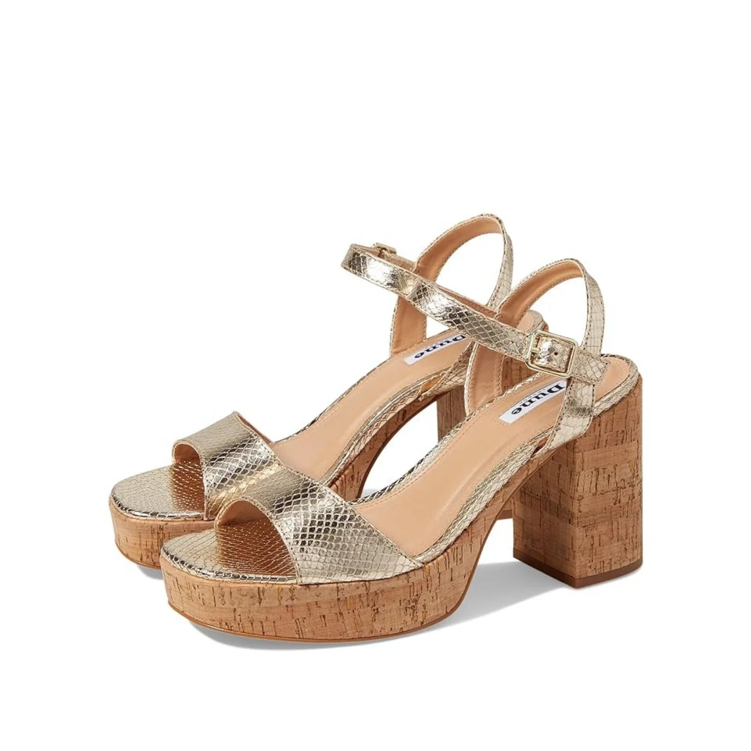 Dune London Jodi Sandals Women's B Gold Leather Adjustable Ankle Strap HTAT1024