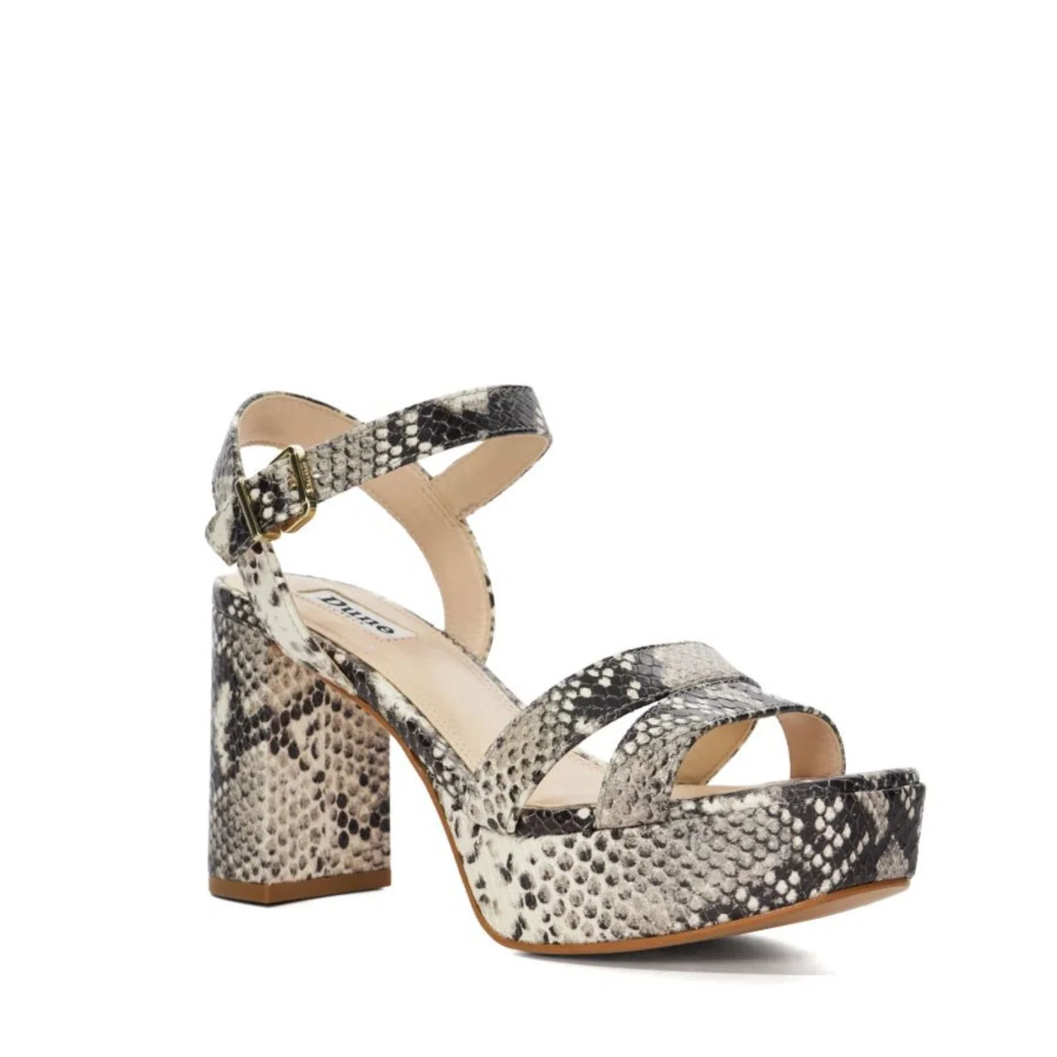 Dune London Molten Sandals Women's Natural Snake Print Block Heel HTAT1023 - Image 5