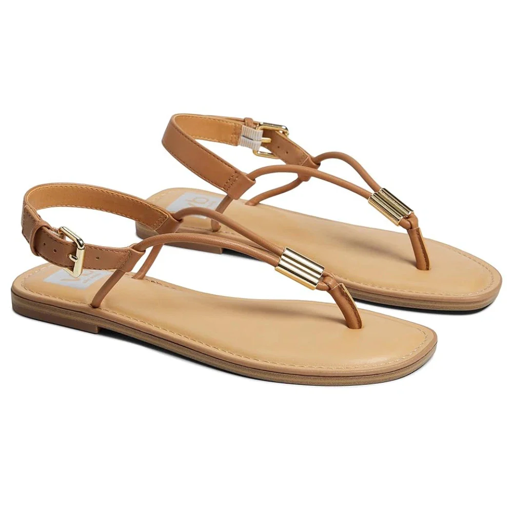 DV By Dolce Vita Jache Sandals Women's Toffee Leather T-Strap HTAT1086 - Image 3