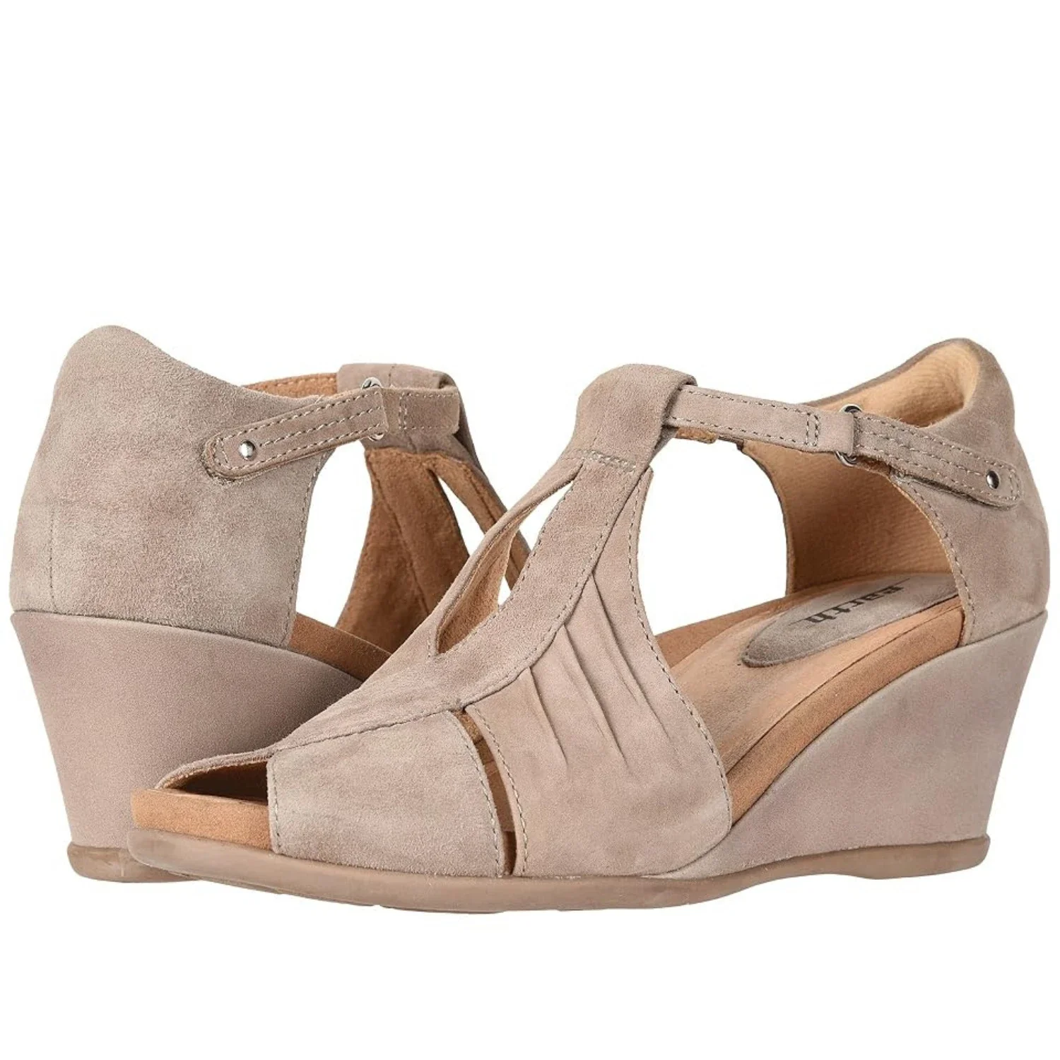 Earth Primrose Sandals Women's 9B Tan Leather Wedge Heel Ankle Strap HTAT1262 - Image 5