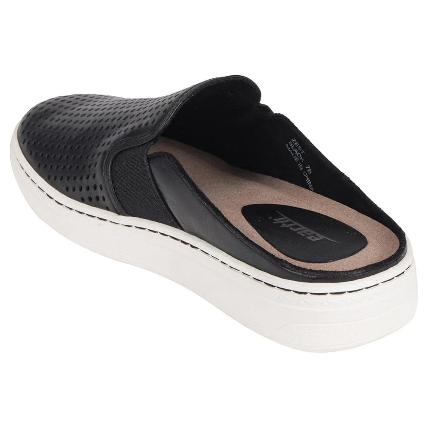 Earth Zest Womens Black Leather Perforated Slip On Comfort Shoes HTAT1112 - Image 3
