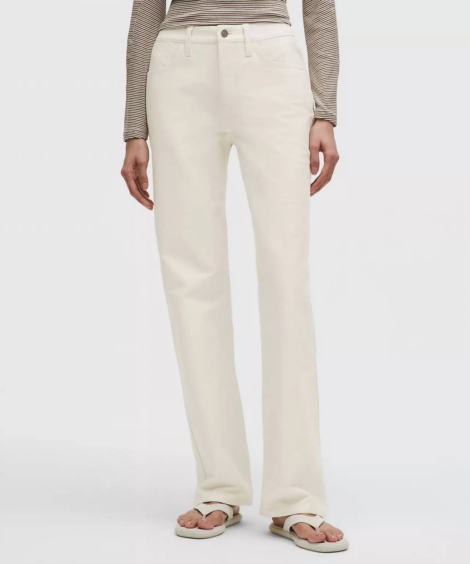 Easy Five Mid-Rise Relaxed Straight Pant In Light Ivory - Image 2
