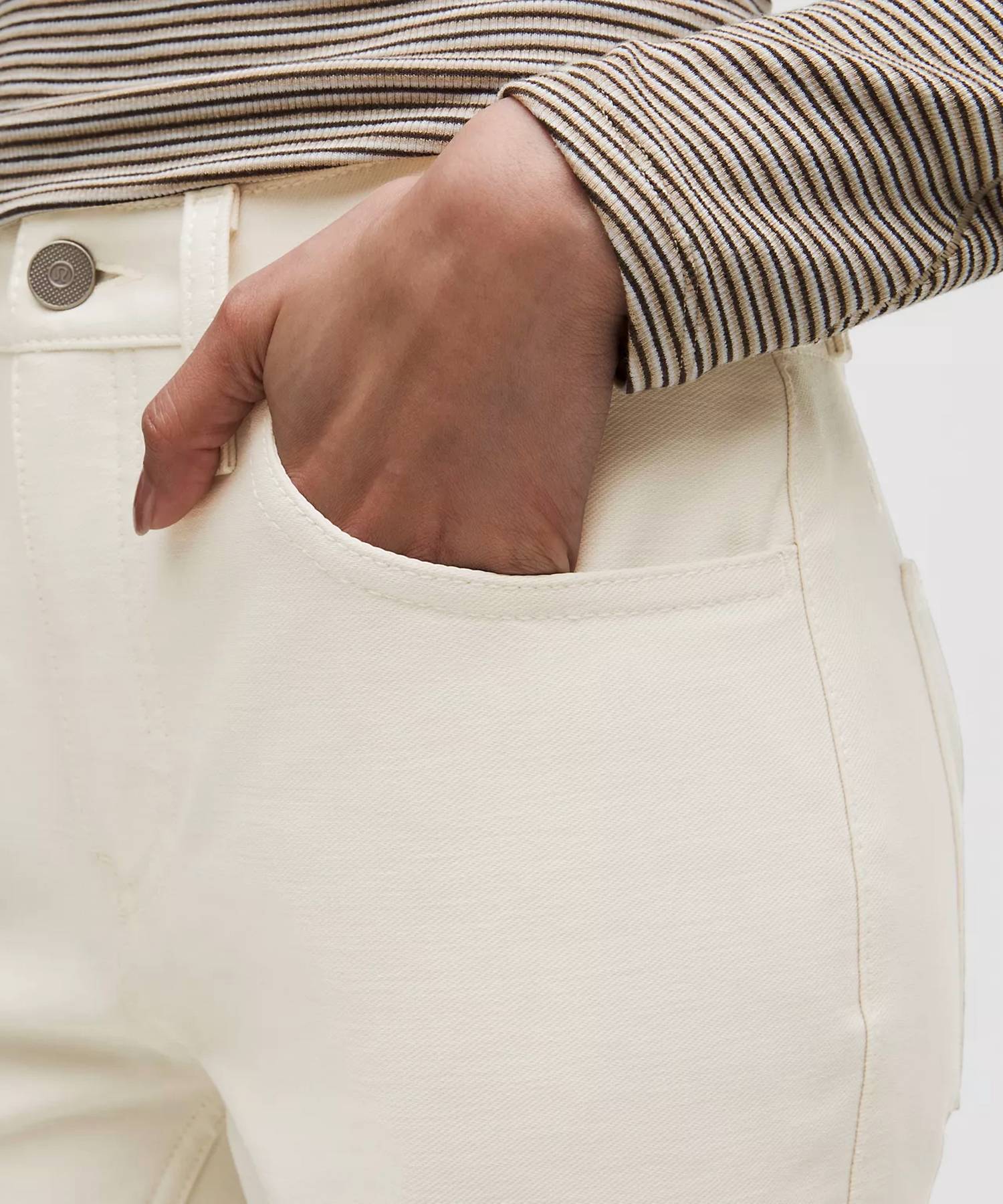 Easy Five Mid-Rise Relaxed Straight Pant In Light Ivory - Image 5