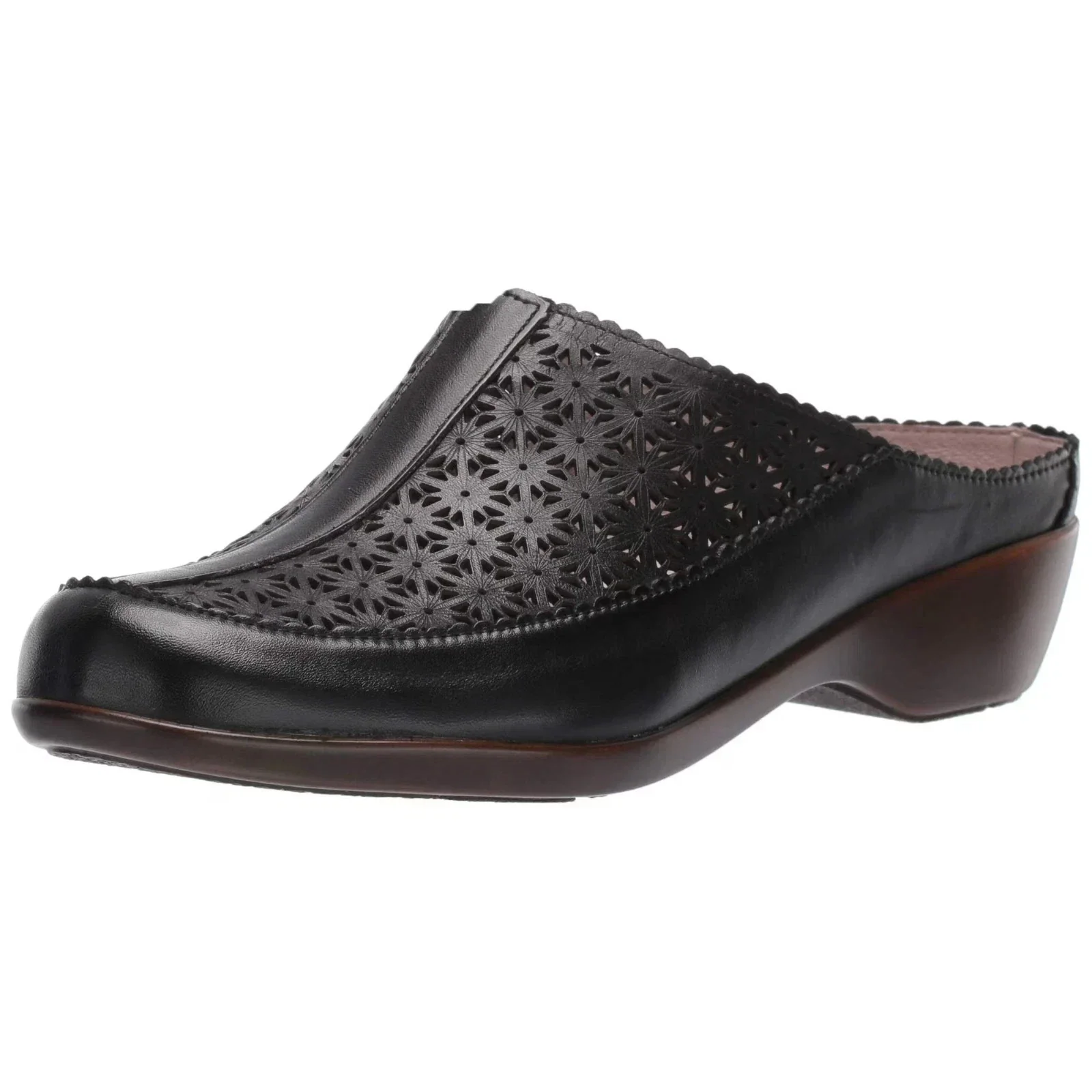Easy Spirit Dusk Mule Clogs Women's Wide Black Leather Round Toe RHS8240