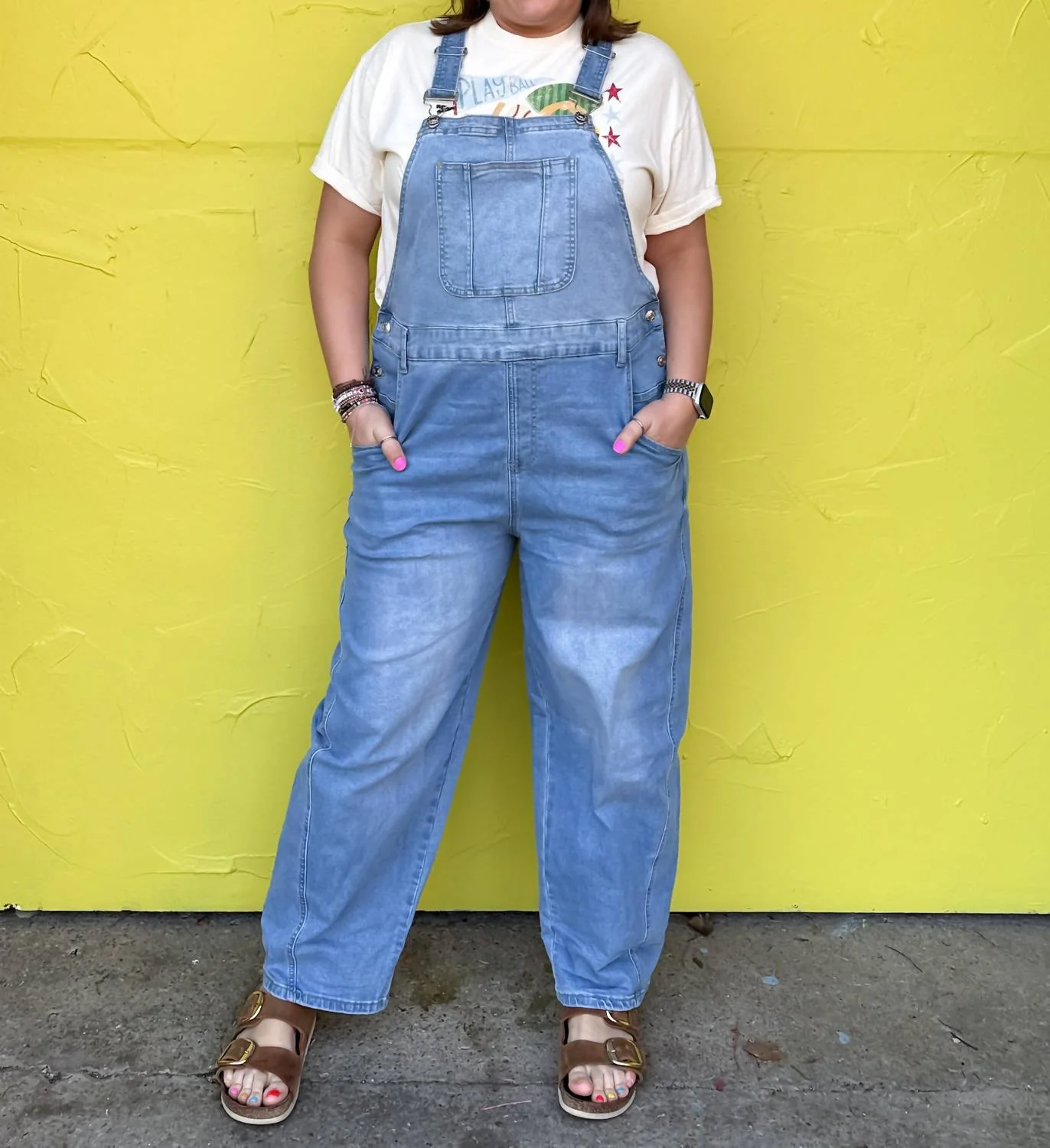 Easy Street Denim Overalls In Blue - Image 2