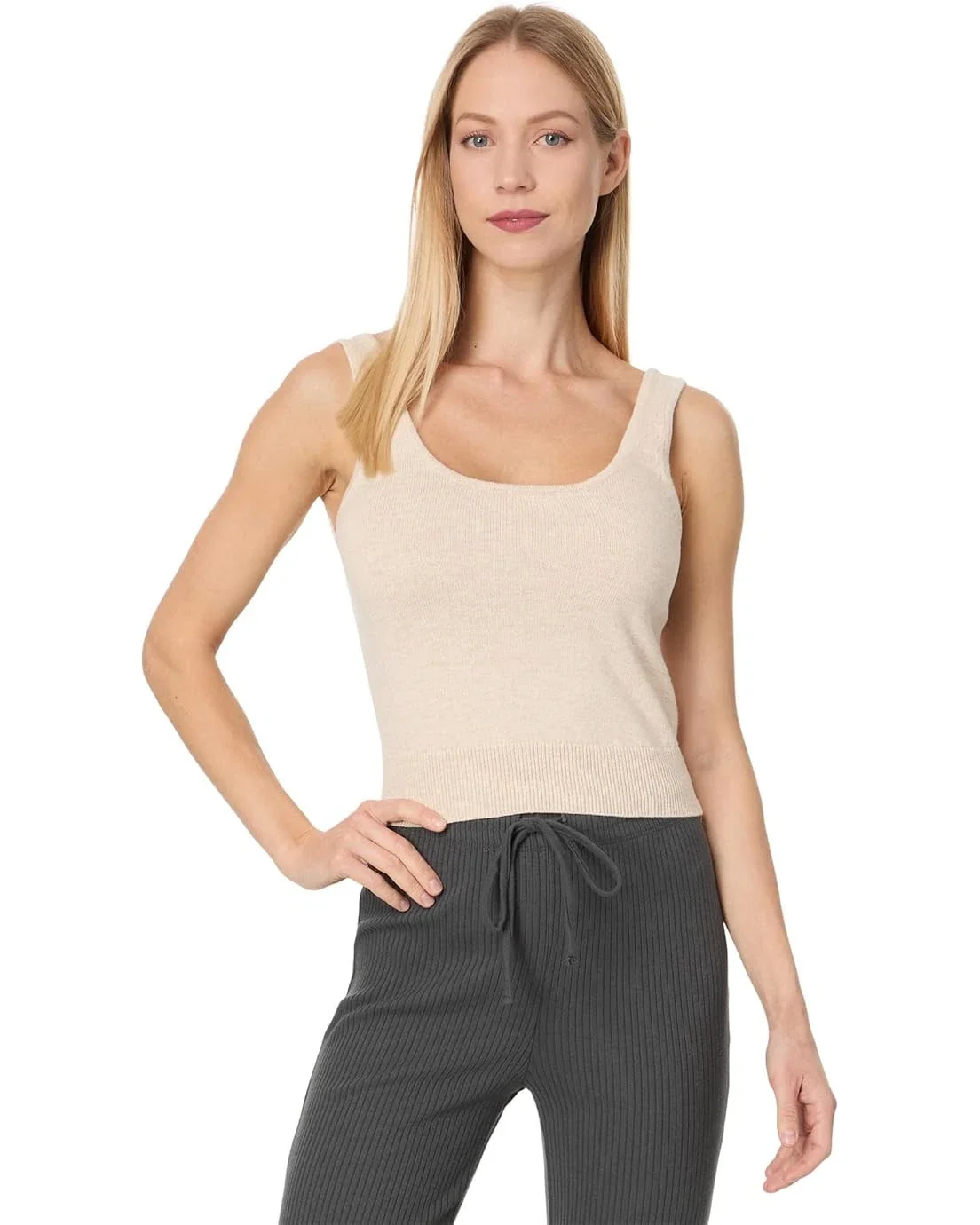 Eberjey Tank Top Women's Oat Square Neck Pullover Cropped Active GBO2325