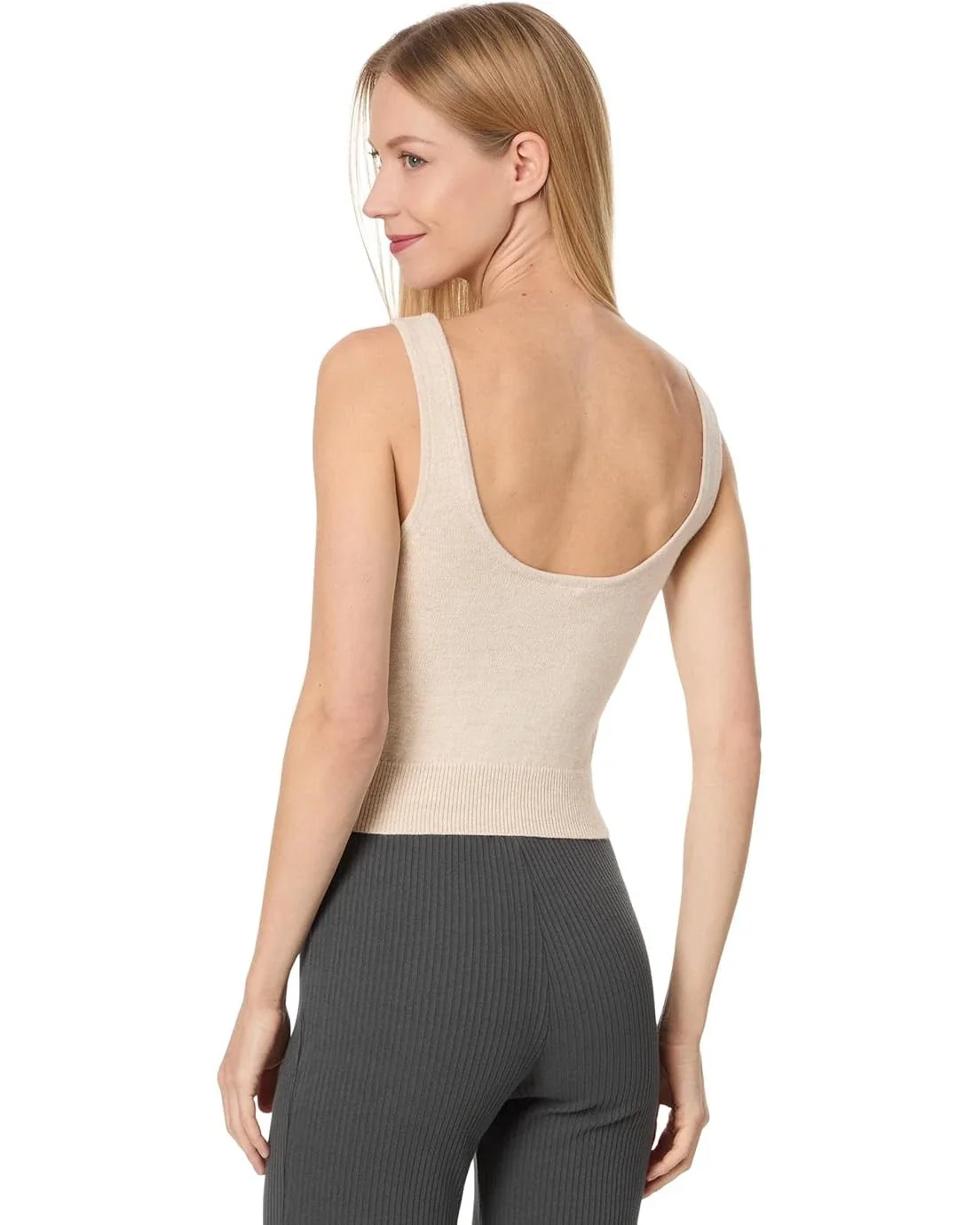 Eberjey Tank Top Women's Oat Square Neck Pullover Cropped Active GBO2325 - Image 2