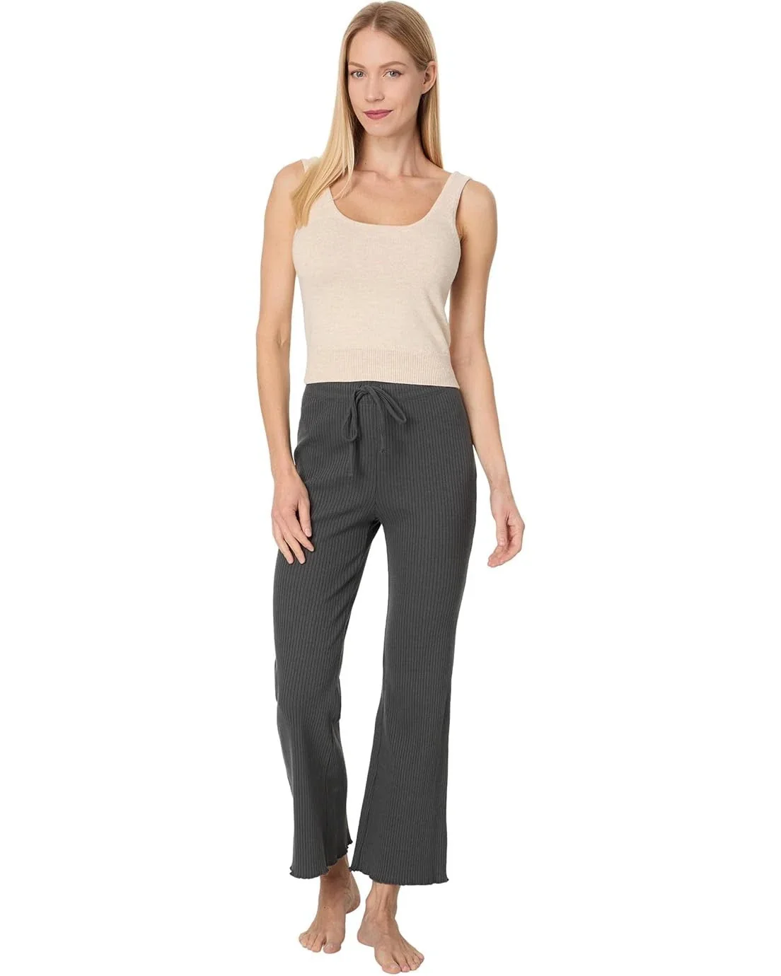 Eberjey Tank Top Women's Oat Square Neck Pullover Cropped Active GBO2325 - Image 3