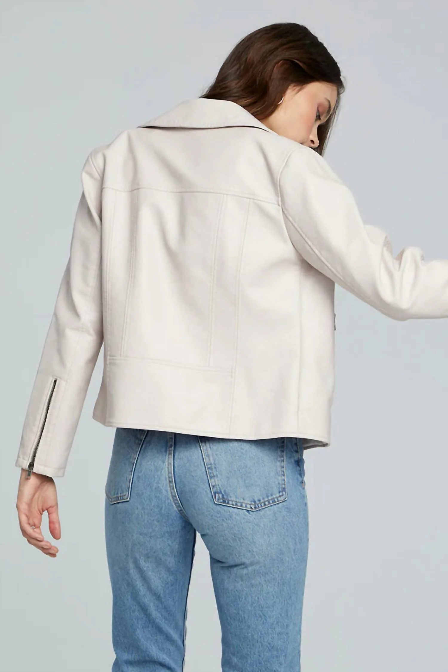 Effie Leather Jacket In Bone - Image 3