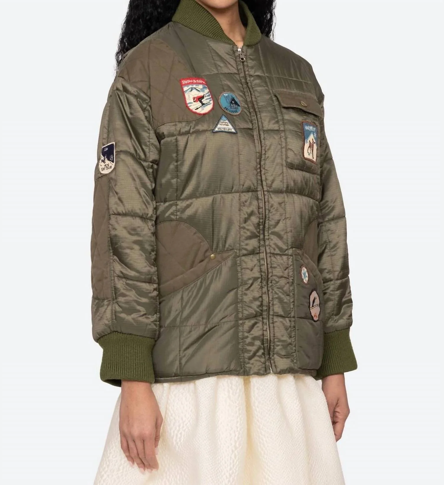 Eira Quilted Puffer Jacket In Olive - Image 4